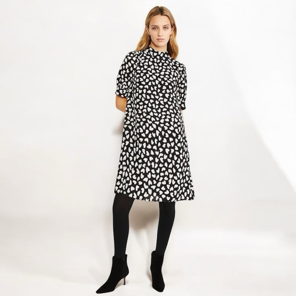 ANN TAYLOR HEARTS DRESS A Line with Balloon short  Sleeves Size S P